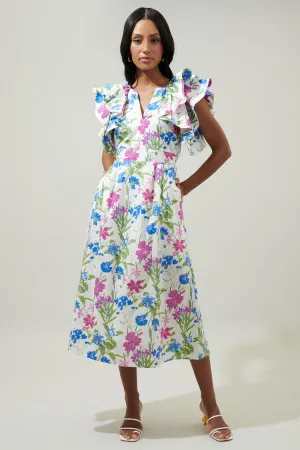 SANTANA RUFFLE MIDI DRESS