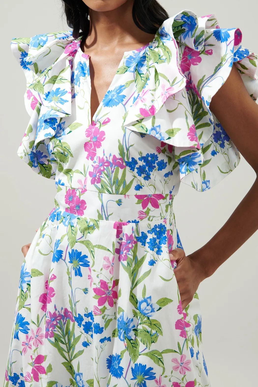 SANTANA RUFFLE MIDI DRESS