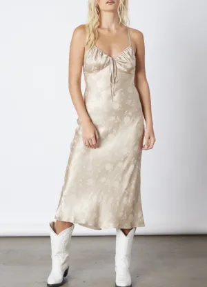 Satin Midi Floral Print Dress
