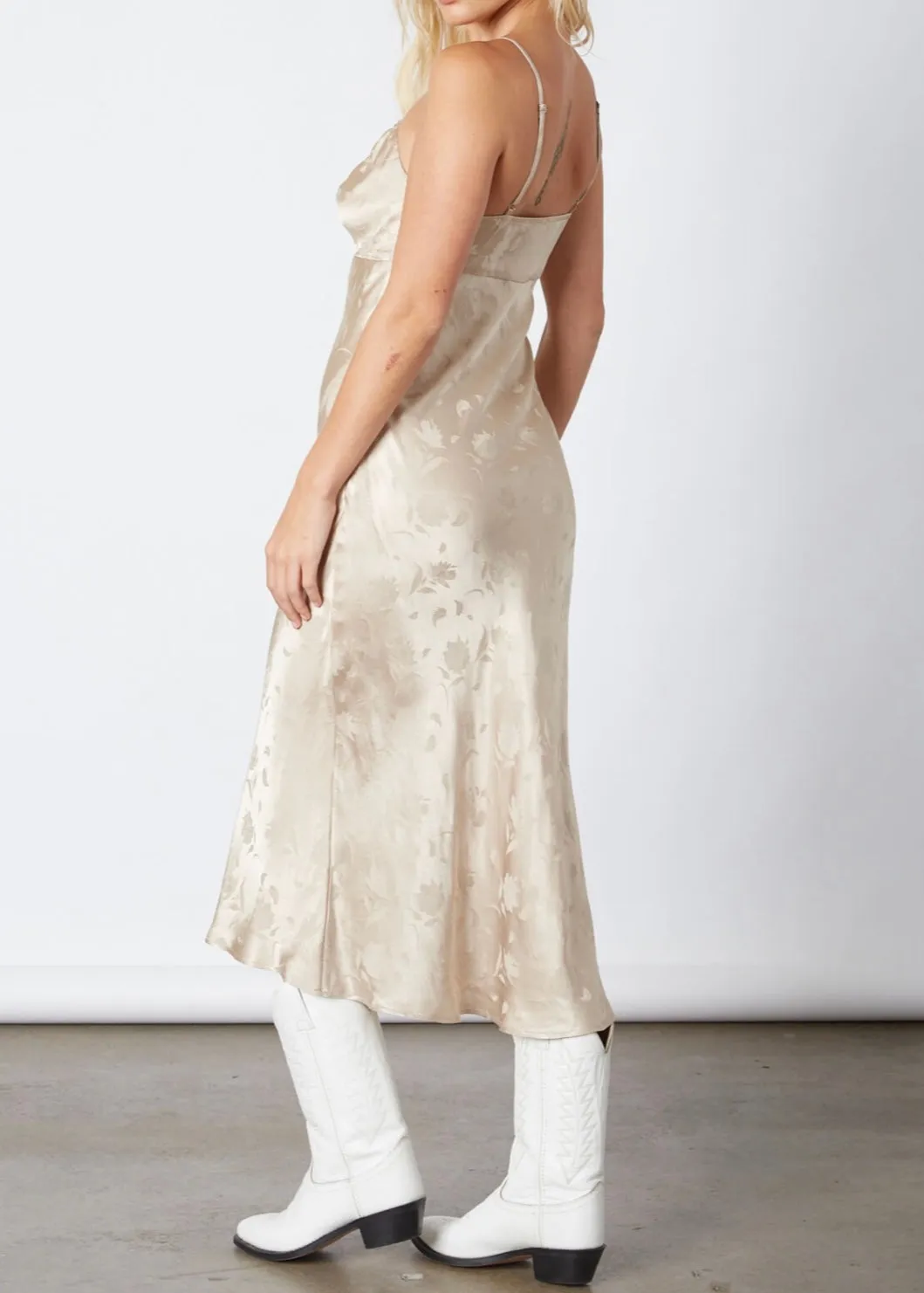 Satin Midi Floral Print Dress