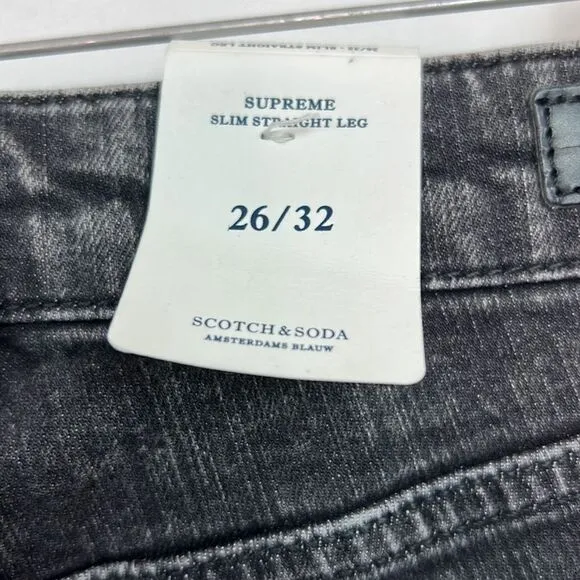 Scotch &amp; Soda Supreme Slim Straight Leg faded black jeans size 26/32 NWT