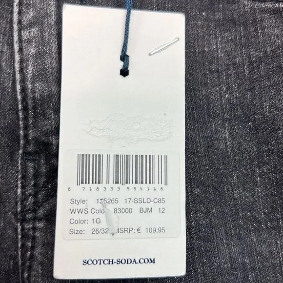 Scotch &amp; Soda Supreme Slim Straight Leg faded black jeans size 26/32 NWT