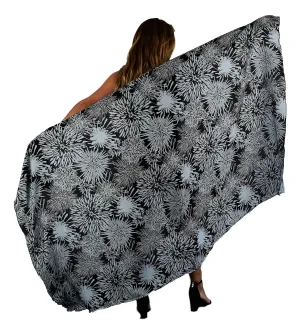 Secret Beach - Sarong - Full - Chrysanthemum - Black & Harbor Mist