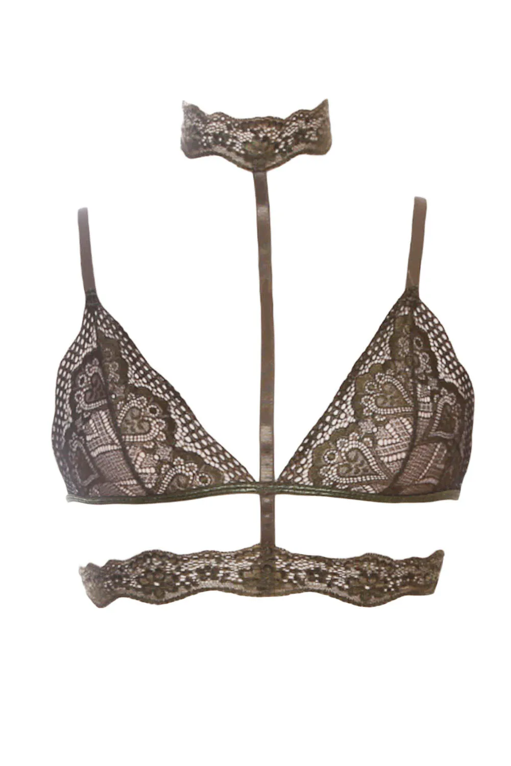 Seductive Strappy Choker Lace Bra Lingerie