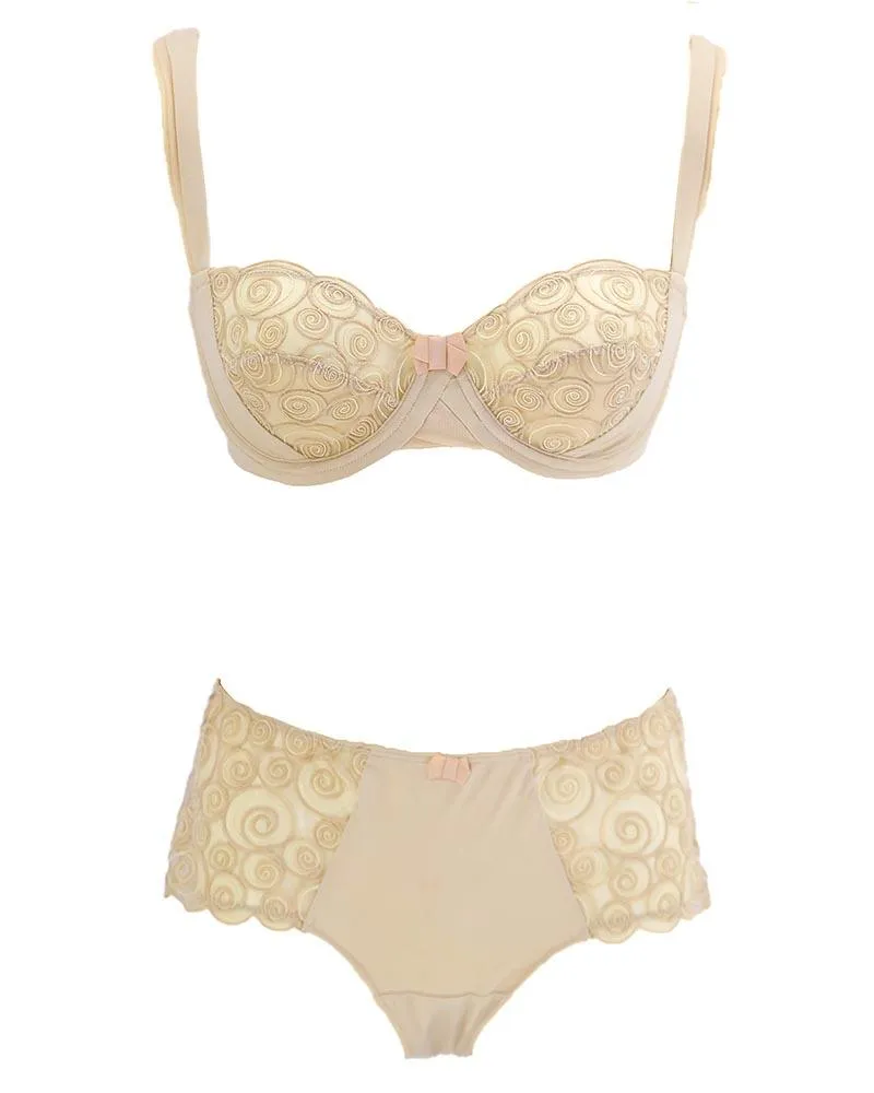 Sexy Bridal Net Lingerie Bra Panty Set - Rose Bra Panty Set - Grey