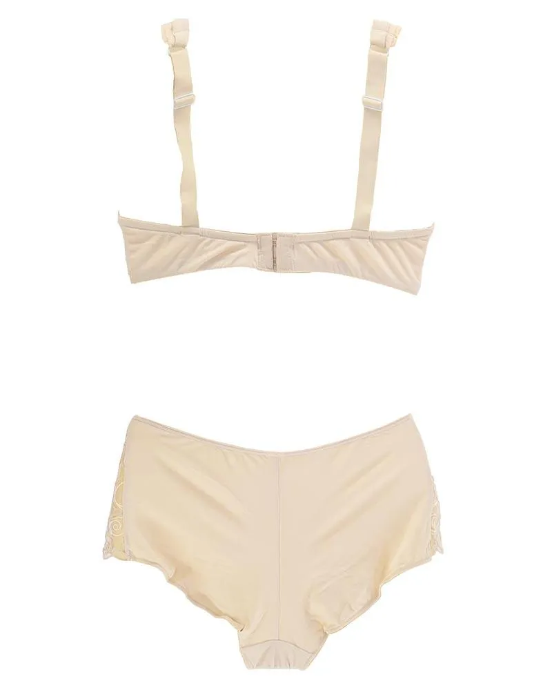 Sexy Bridal Net Lingerie Bra Panty Set - Rose Bra Panty Set - Grey