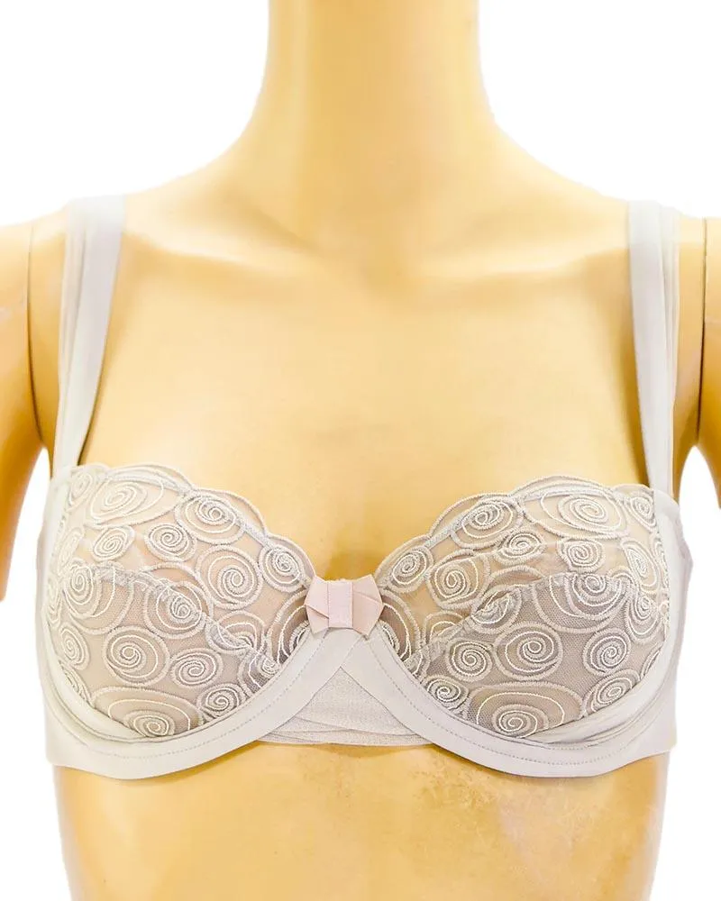 Sexy Bridal Net Lingerie Bra Panty Set - Rose Bra Panty Set - Grey