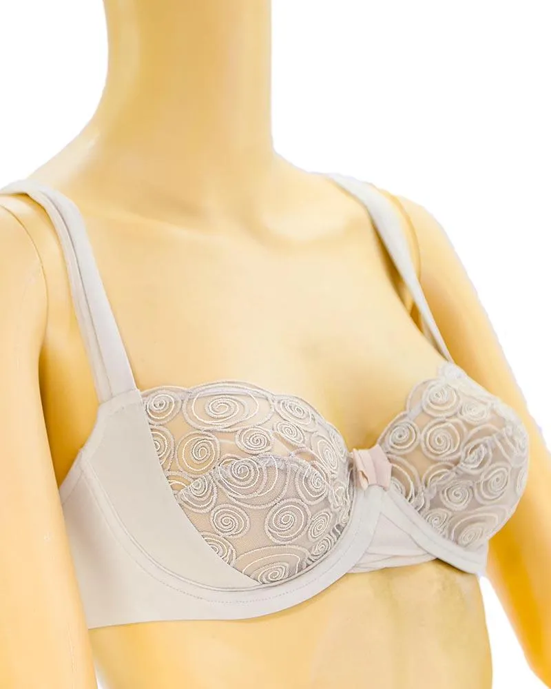 Sexy Bridal Net Lingerie Bra Panty Set - Rose Bra Panty Set - Grey