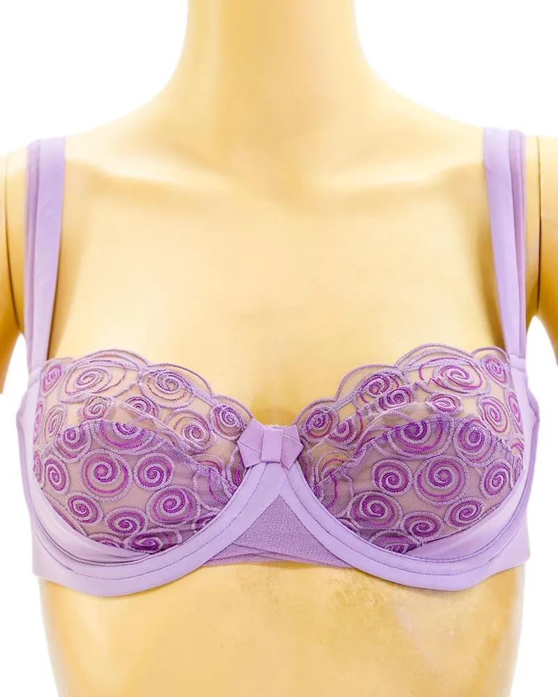 Sexy Bridal Net Lingerie Bra Panty Set - Rose Bra Panty Set - Purple