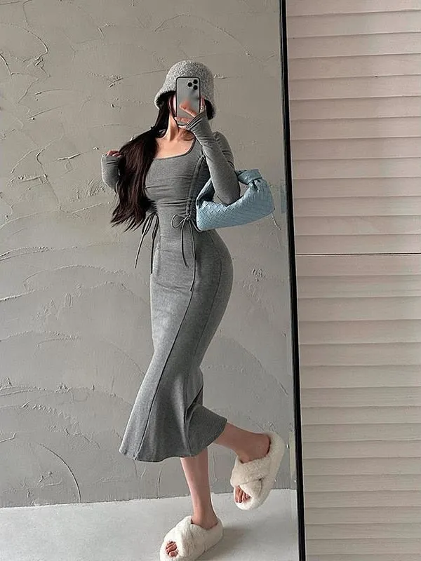 Sexy Drawstring Pleated Long Maxi Dresses