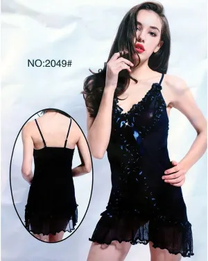 Sexy Lace Fur Short Nighty  - 2049