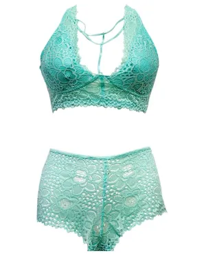 Sexy Net Bra Panty Set 318 Green - Soft Padded Non Wired - Luxe Lingerie
