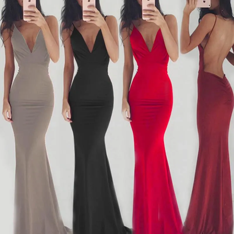 Sexy Sleevess Backless Long Party Dresses