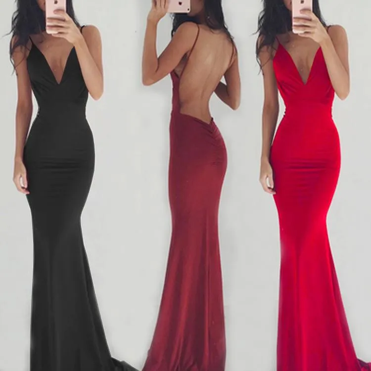 Sexy Sleevess Backless Long Party Dresses
