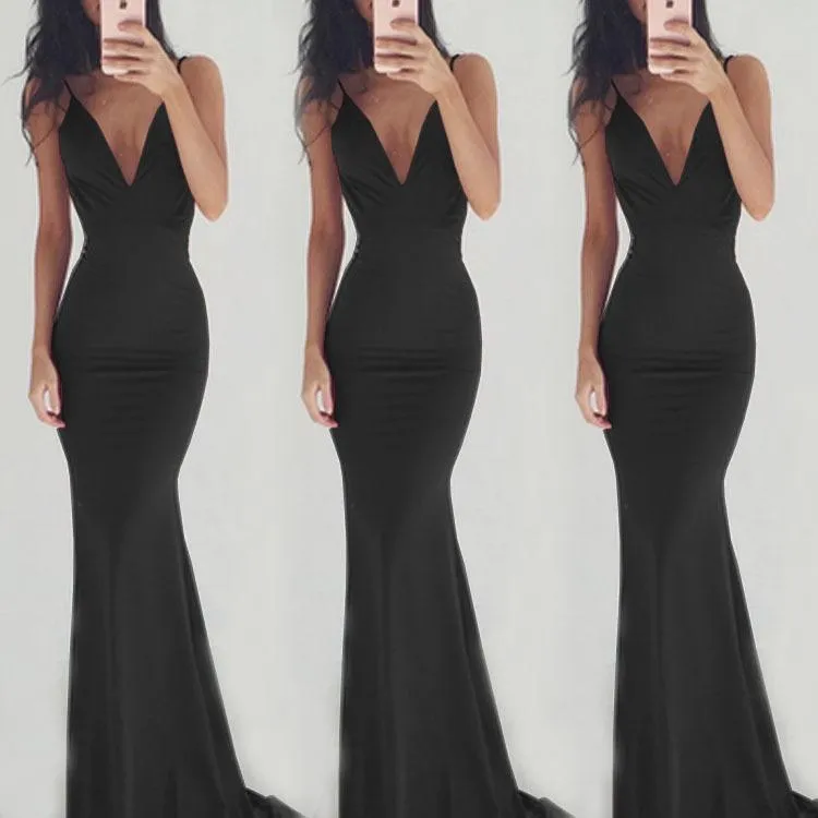 Sexy Sleevess Backless Long Party Dresses