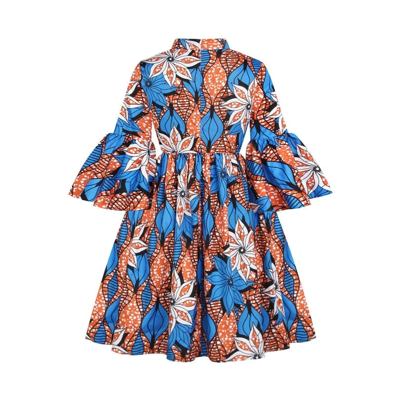 Sexy V Neck Mini Dress Women African Clothes 2022 Summer New Dashiki Floral Print Dress Casual Party African Dresses for Women