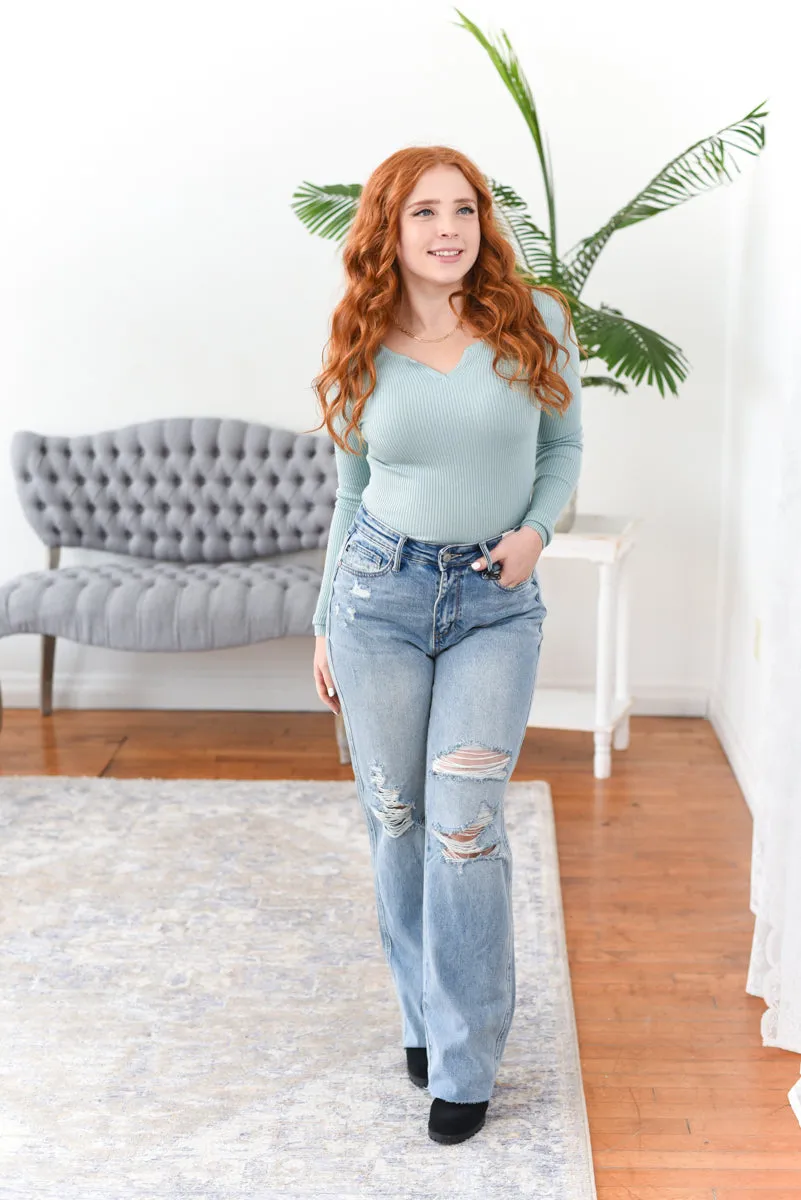Shay Straight Leg Rainbow Thread Judy Blue Jeans