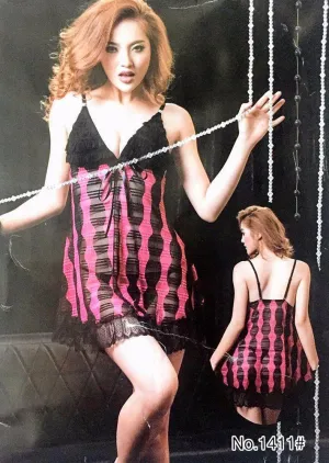 Sheer Interlaced V Neck Sexy Lingerie - 1411