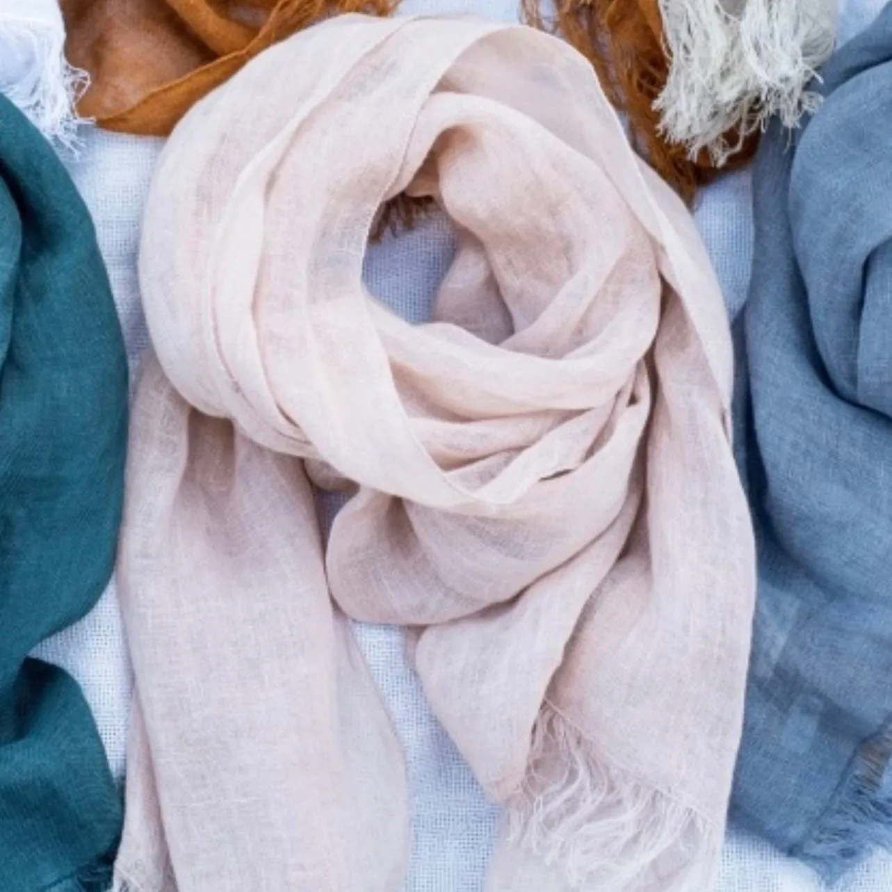 Sheer linen (gauze) scarf