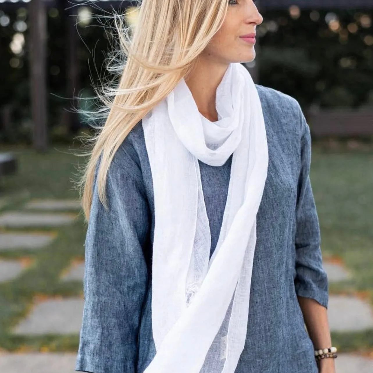 Sheer linen (gauze) scarf