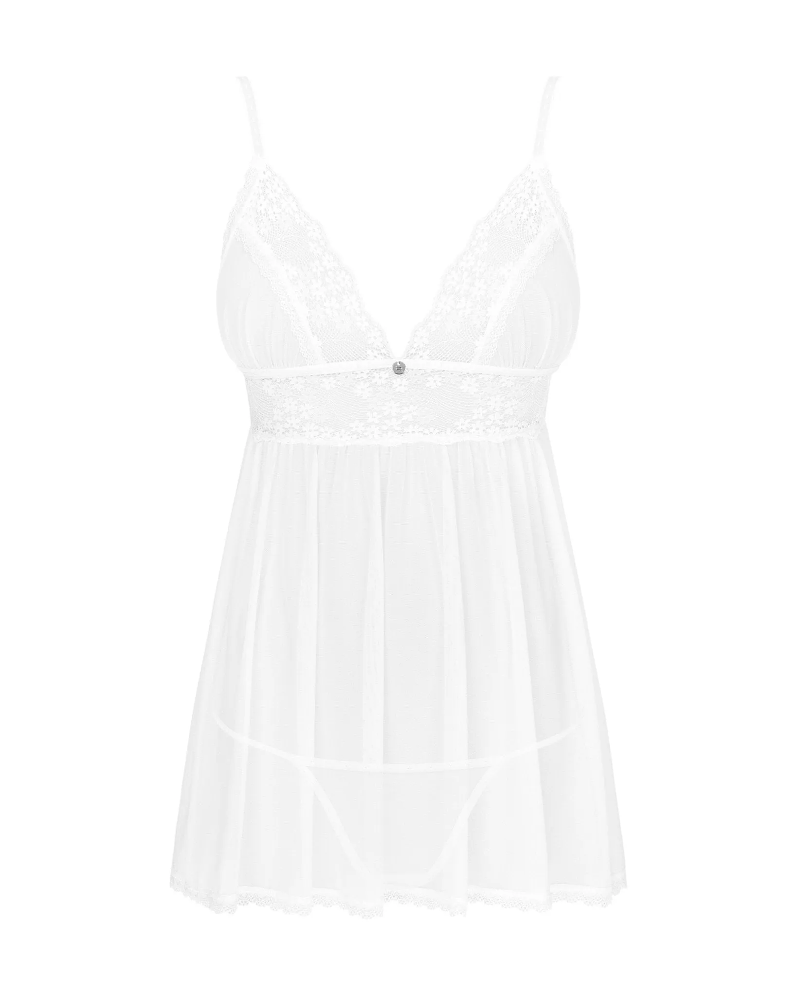 Sheer White Mesh & Lace Babydoll Lingerie