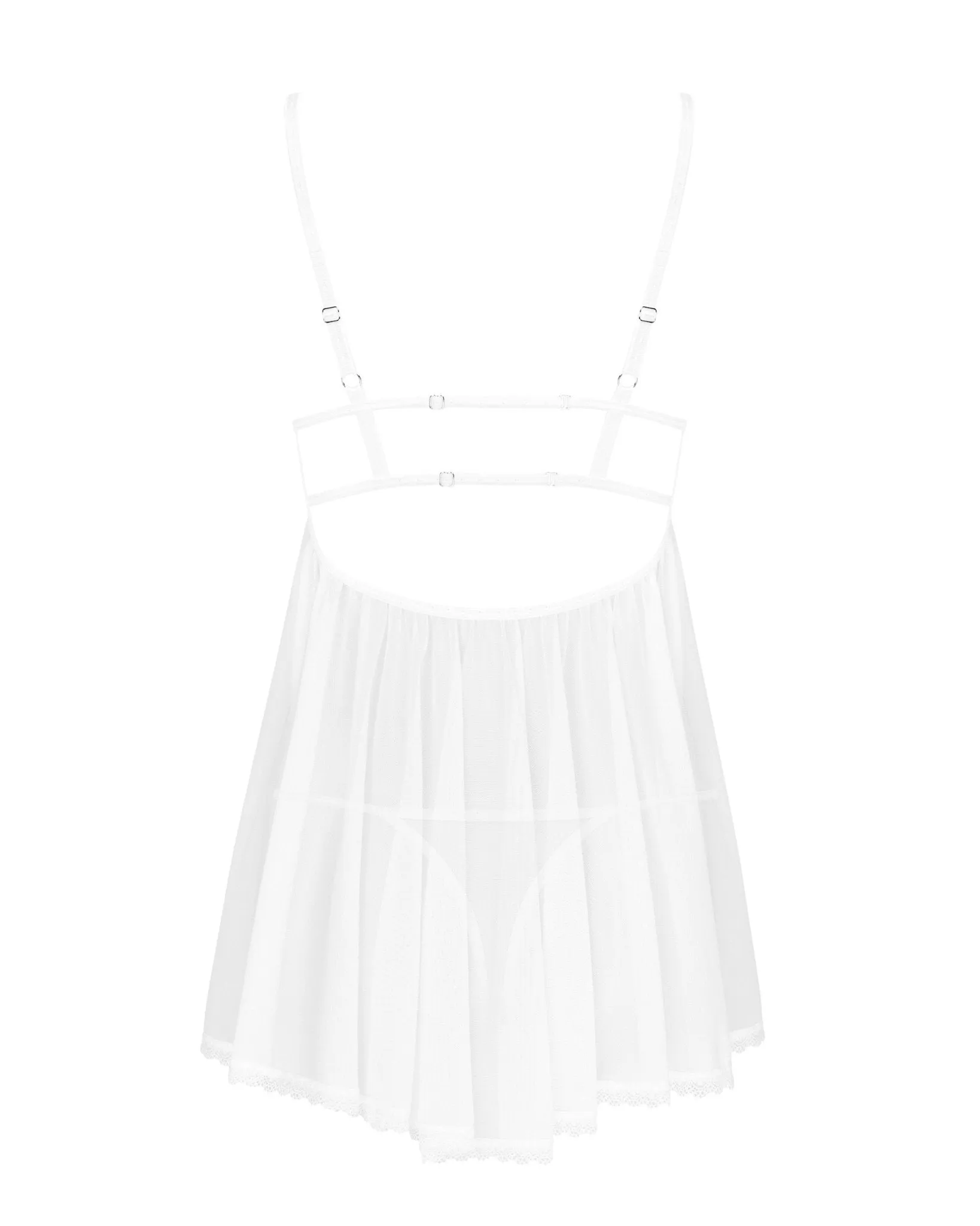 Sheer White Mesh & Lace Babydoll Lingerie