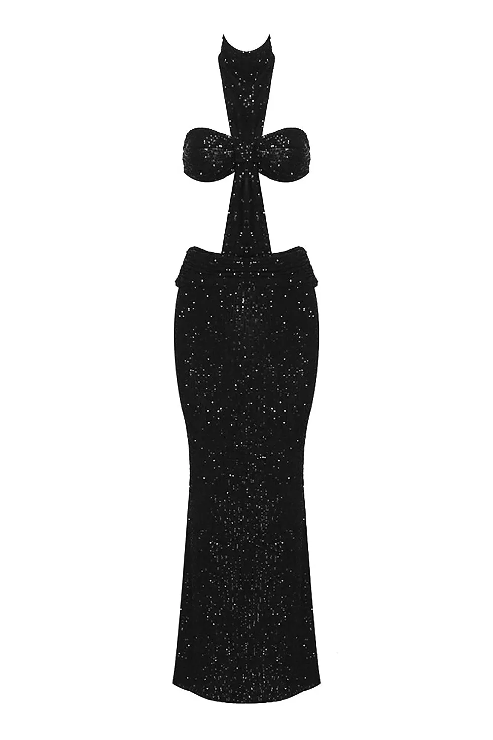 Shiny Sequins Halter Maxi Dress