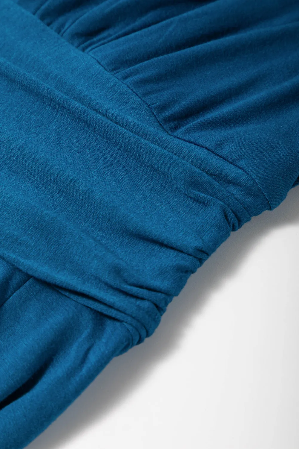 Shirred High Waist V Neck Maxi Dress