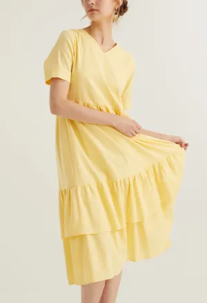 Short Sleeved Drop Waist Midi Dress