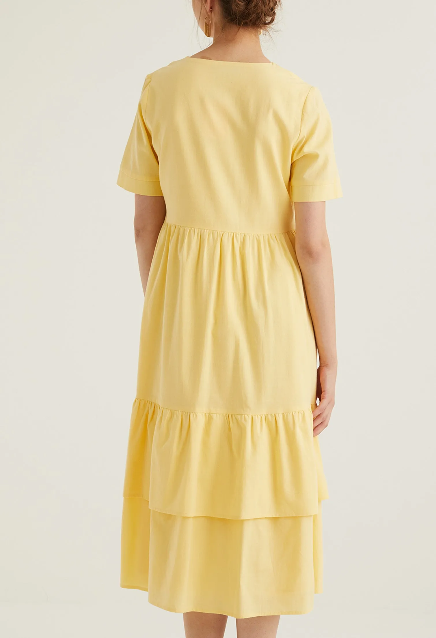 Short Sleeved Drop Waist Midi Dress