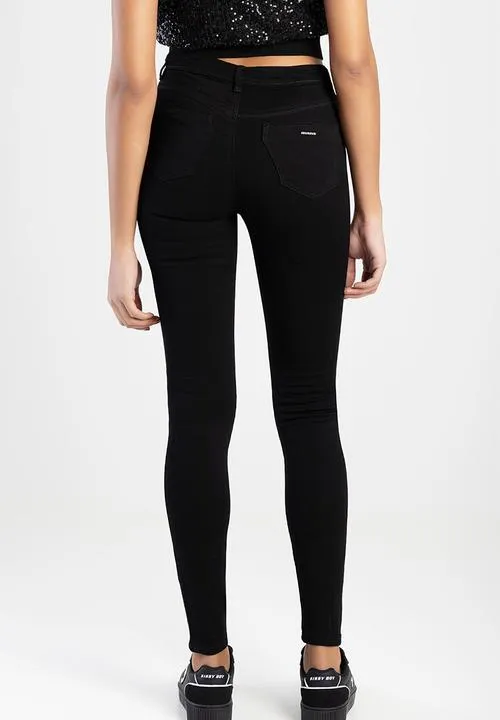 Sissy Boy Sinclair: Mid-Waist Skinny With Rip And Repair With Sequin Black