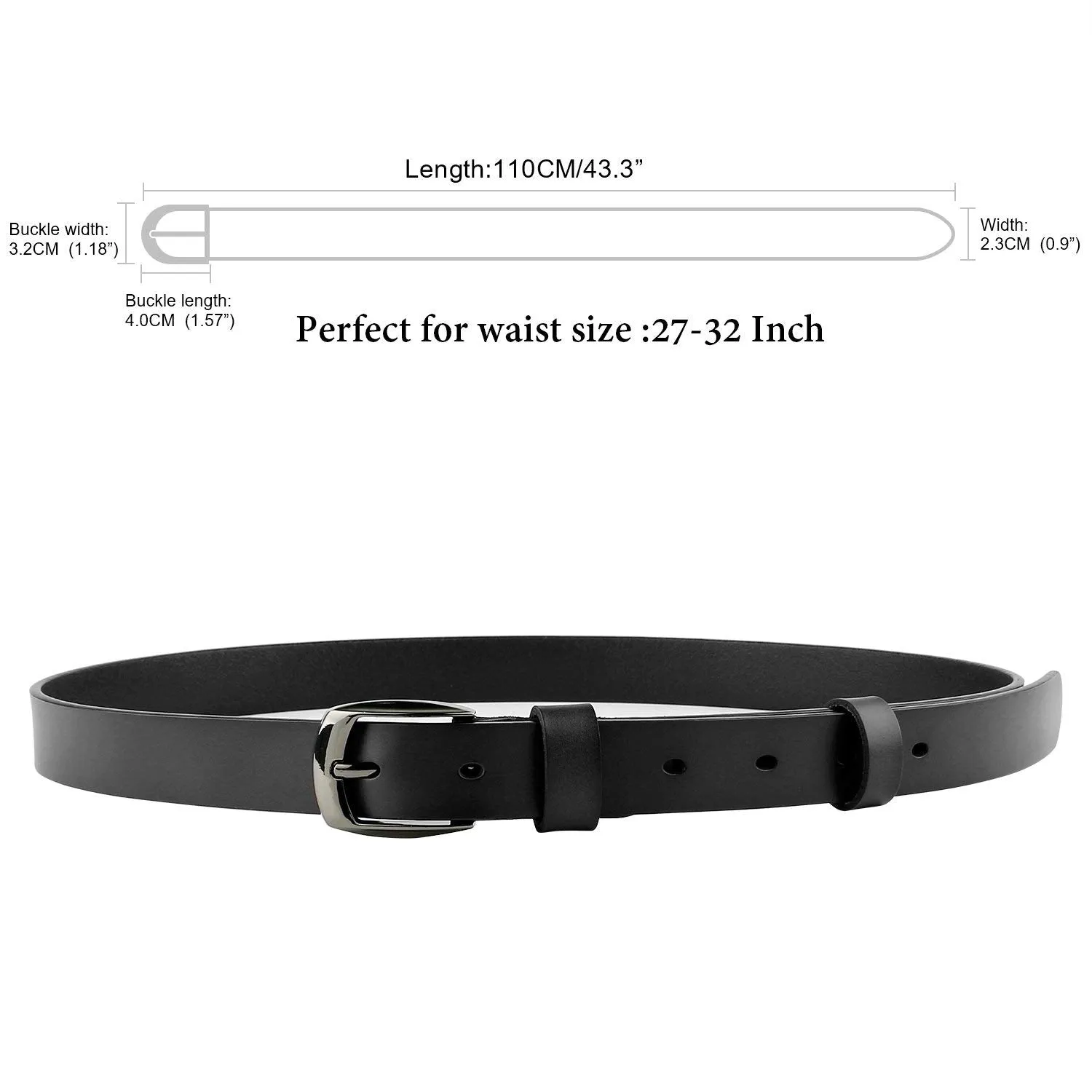 Skinny Jeans Leather Belt for Women Luxury Dress Belts With Classic Buckle by JASGOOD
