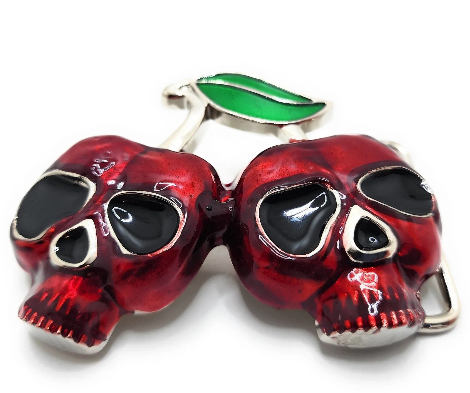 Skull Cherries Belt Buckle Punk Goth