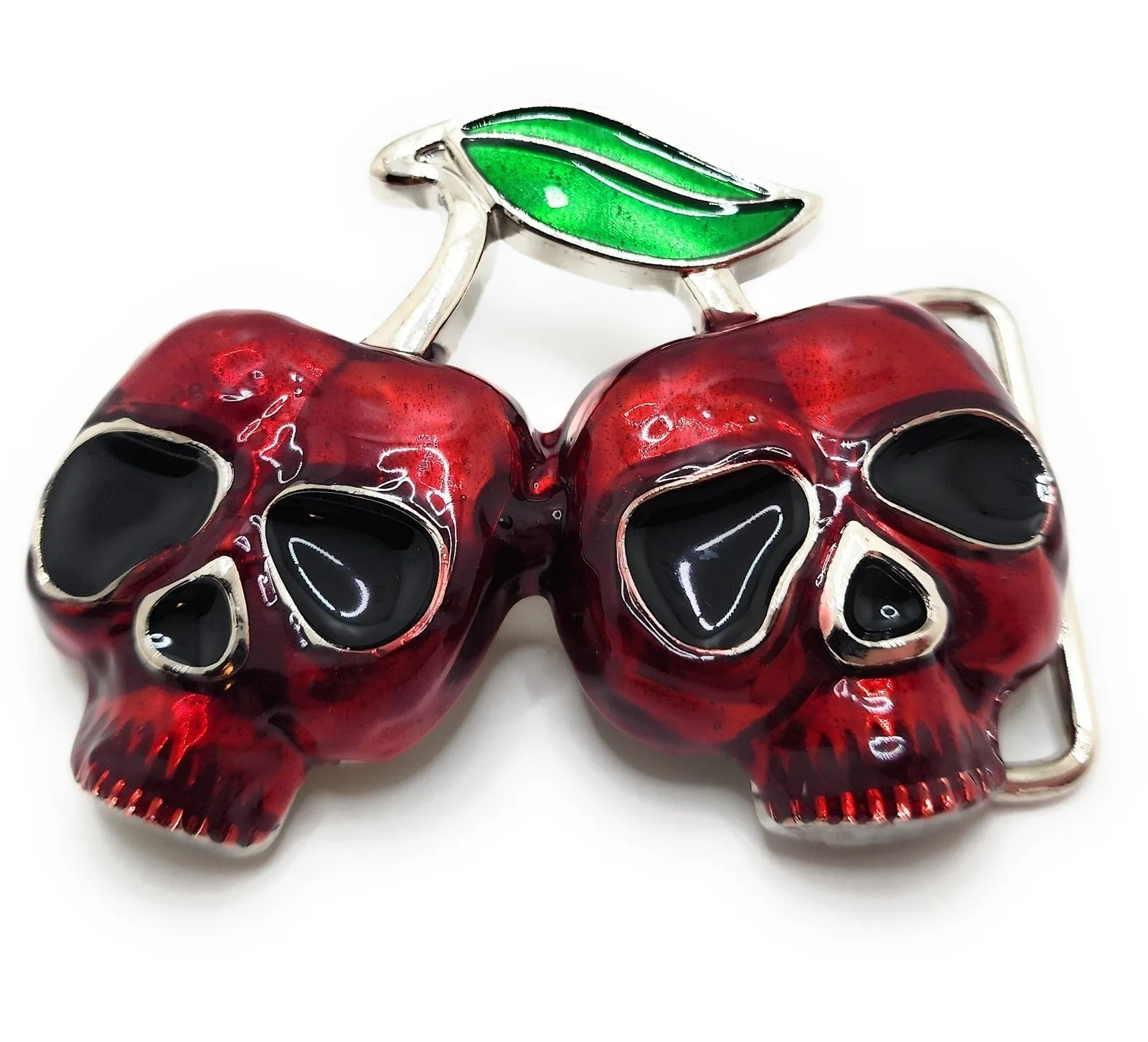 Skull Cherries Belt Buckle Punk Goth
