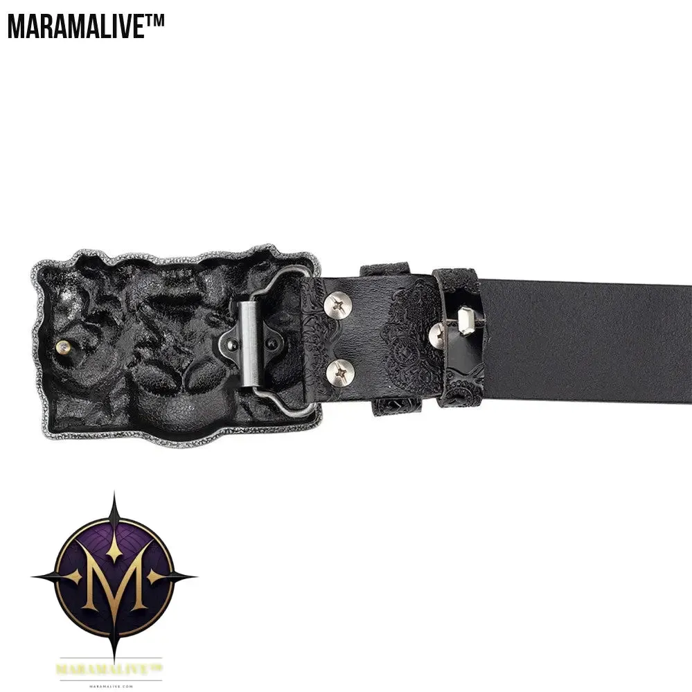 Skull Head Embossed With Two-story Bull's Head Belt