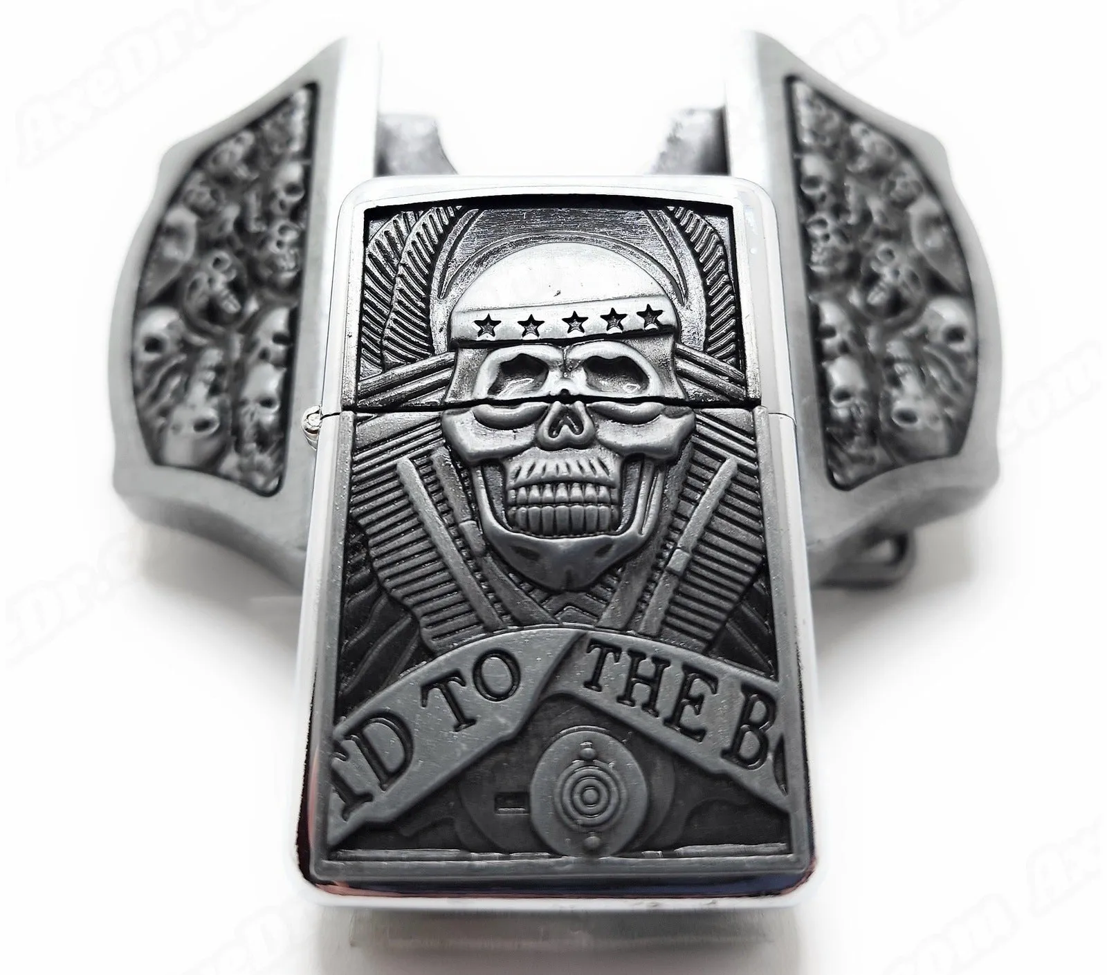 Skulls & Motors Lighter Belt Buckle