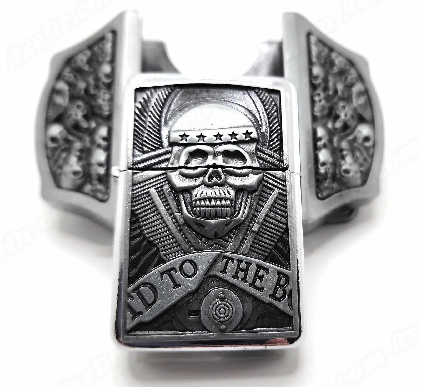 Skulls & Motors Lighter Belt Buckle