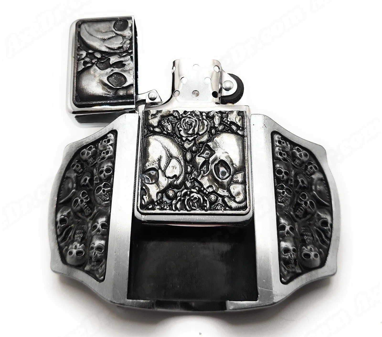 Skulls & Roses Lighter Belt Buckle