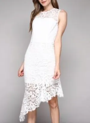 Sleeveless Asymmetrical Hem Midi Dress