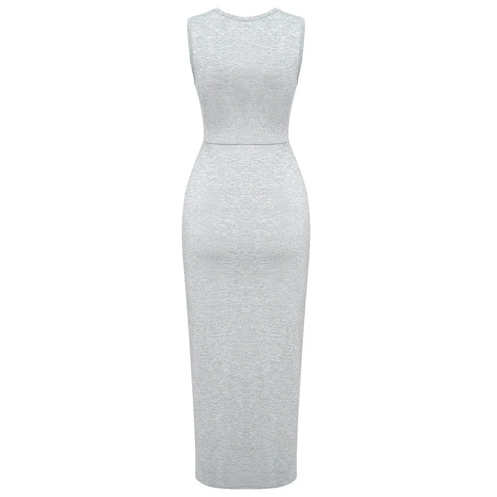Sleeveless Ruched Cut Out Midi Dress