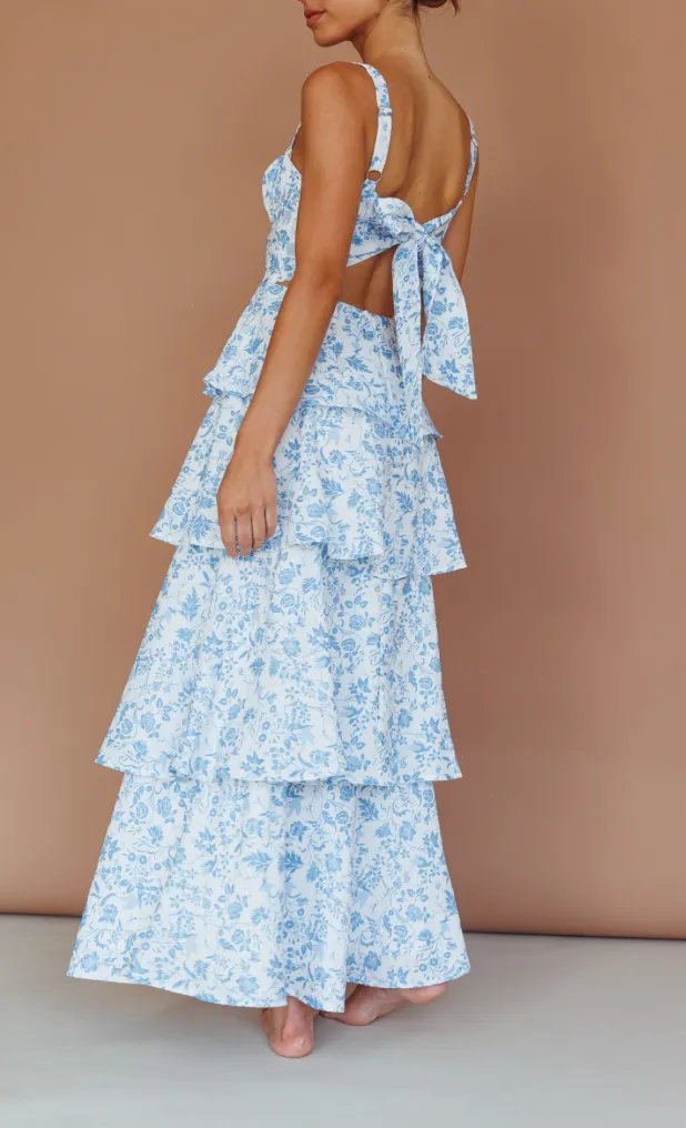 Sleeveless Tie Back Tiered Maxi Dress