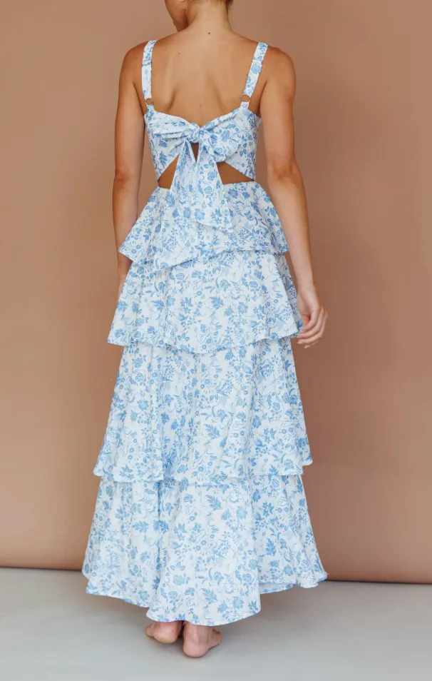 Sleeveless Tie Back Tiered Maxi Dress