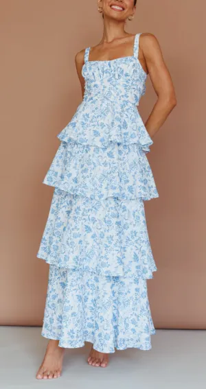 Sleeveless Tie Back Tiered Maxi Dress