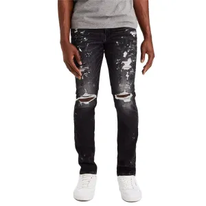 Slim Fit Men's Ripped Jeans Skinny Paint Splash-ink Straight Pants