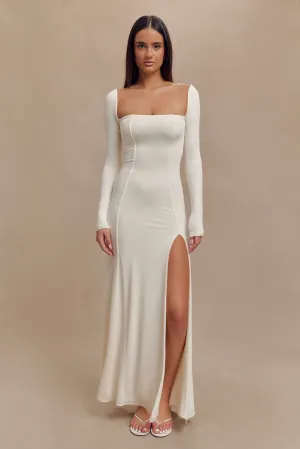 Slinky Long Sleeve Maxi Dress With Split