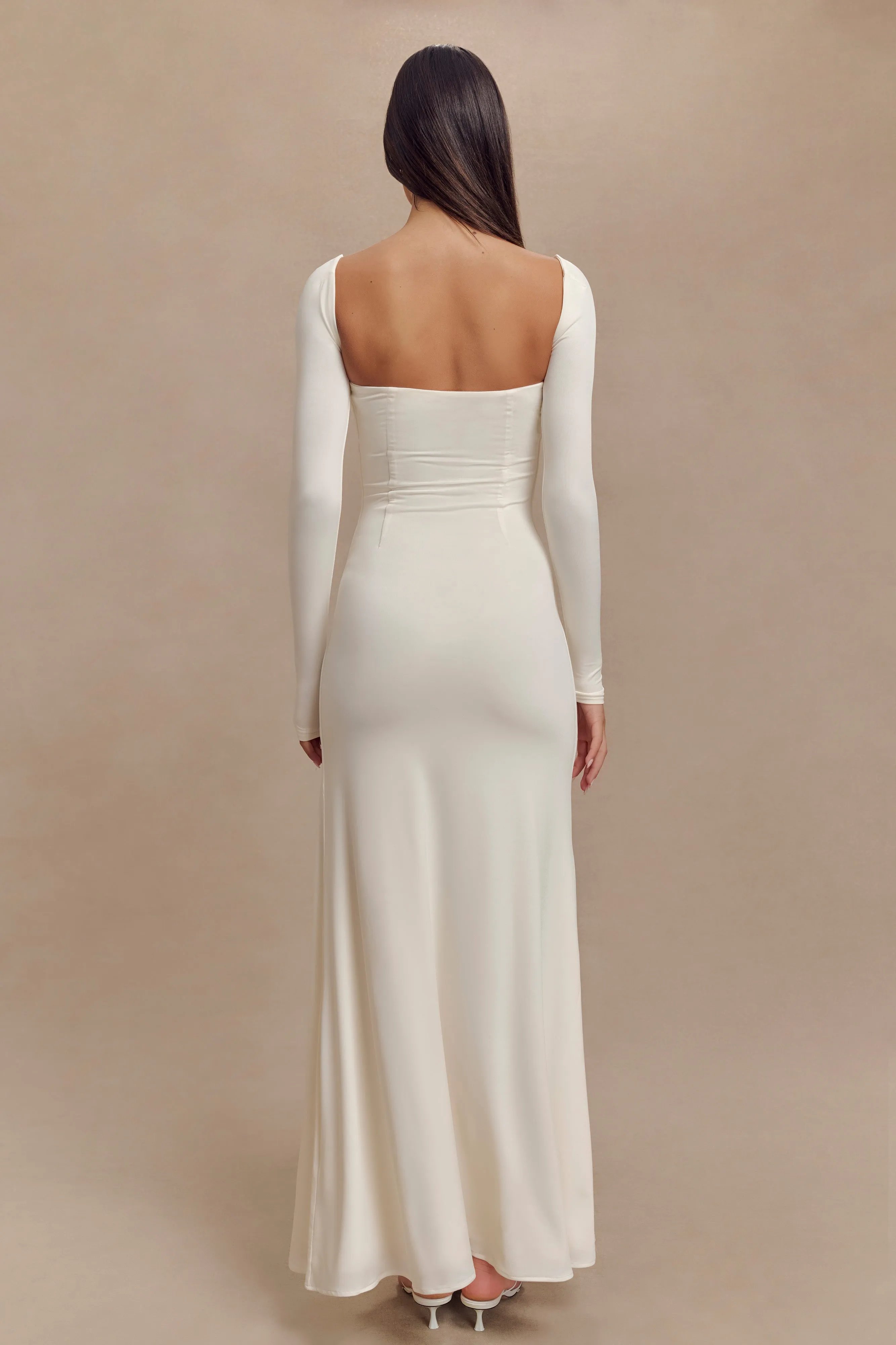 Slinky Long Sleeve Maxi Dress With Split