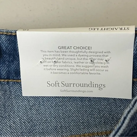 SOFT SURROUNDINGS NWT THE ULTIMATE 5 POCKET STRAIGHT VINTAGE JEANS CHEYANNE WASH