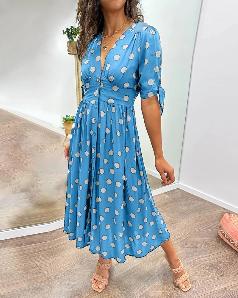Sorrel - Classic Polka Dot Pattern Woman's Midi Dress