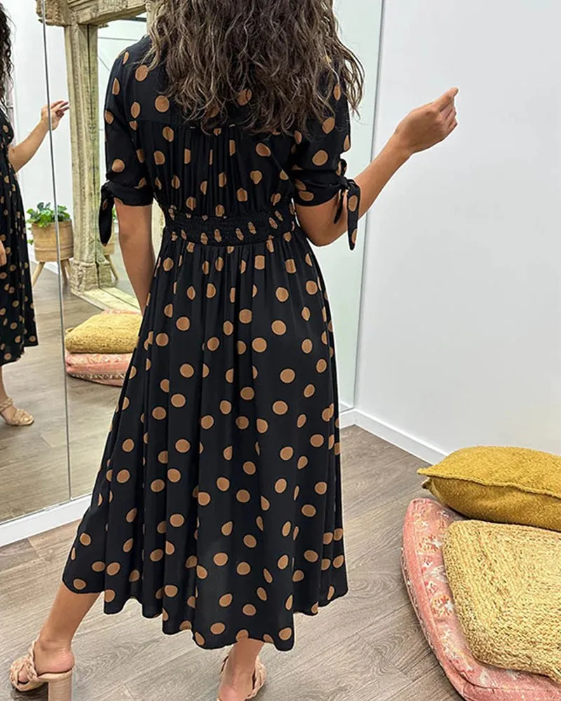 Sorrel - Classic Polka Dot Pattern Woman's Midi Dress