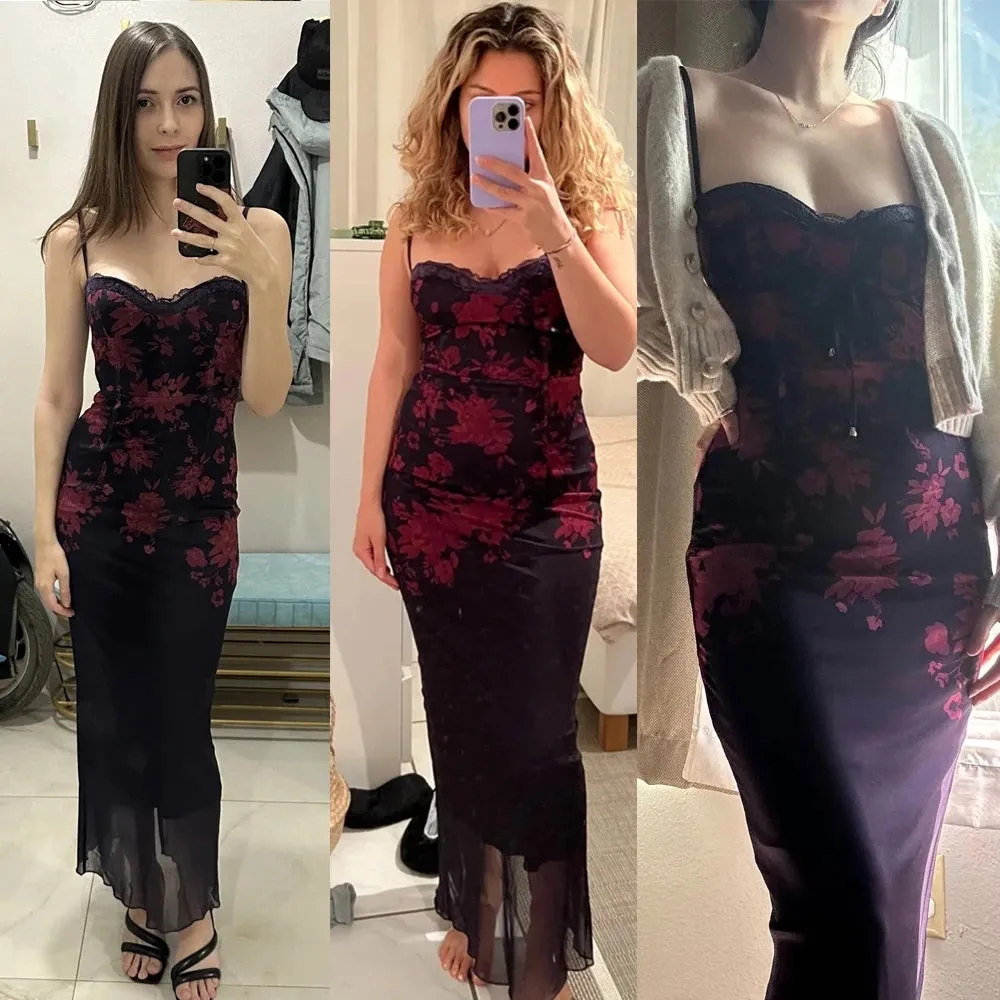 Spaghetti Strap Floral Print Maxi Dress